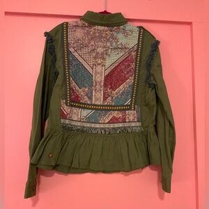 Matilda Jane Green Utility Button Up Jacket Size 12 Like New